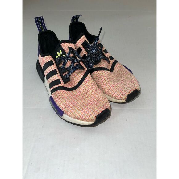 Adidas NMD Boost Womens‎ 7 Blue Orange Black Shoes A12 - Picture 1 of 7